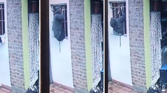 video: un ladron contorsionista hizo una pirueta imposible para meterse a una casa