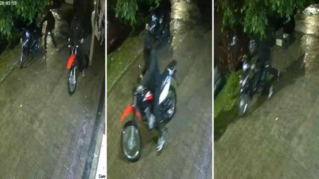 delincuentes robaron una moto estacionada a metros del hospital italiano y quedaron filmados