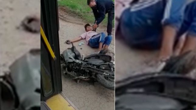 video: un herido en un fuerte choque entre un micro y una moto en la plata
