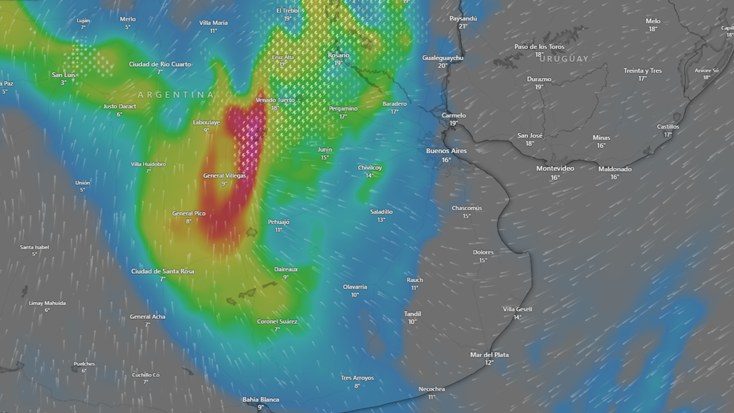 Así se acerca la tormenta de Santa Rosa a La Plata y la región