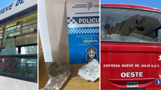 una discusion de transito termino con los vidrios de un micro destrozado a piedrazos