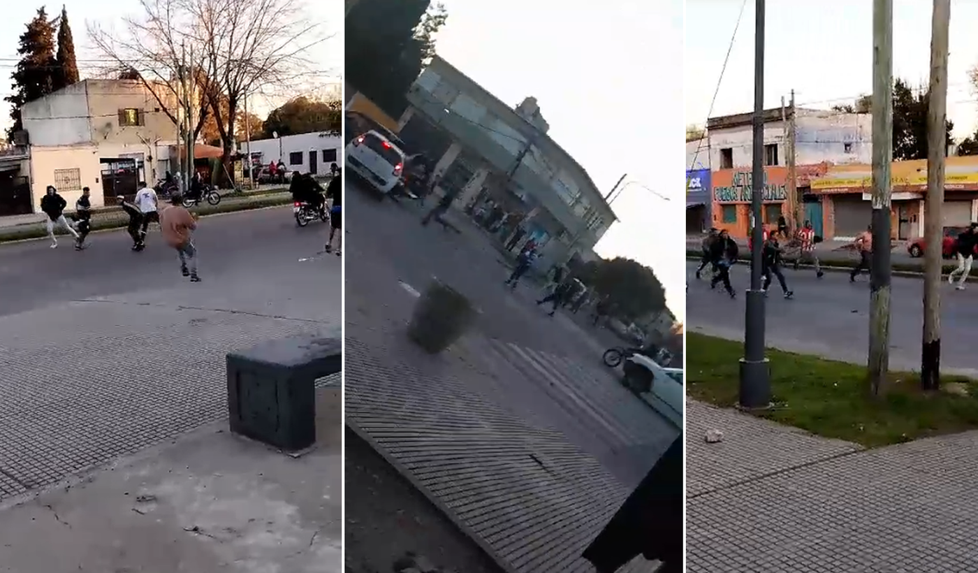 Enfrentamiento de la hinchada de Gimnasia