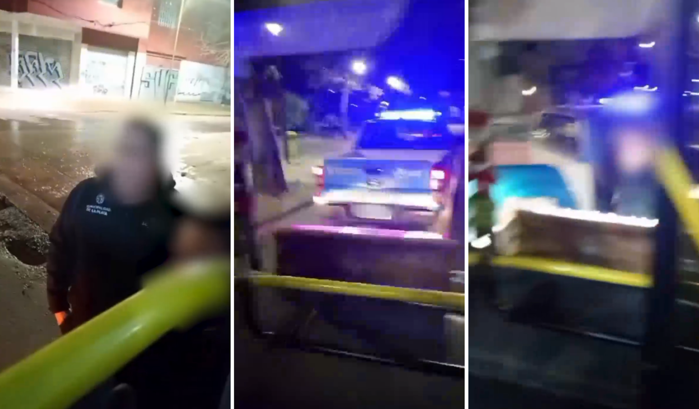Discusión entre agente de la Guardia Urban y chofer del micro