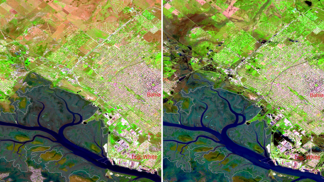 la increible imagen satelital que muestra cual fue el impacto de las inundaciones en bahia blanca