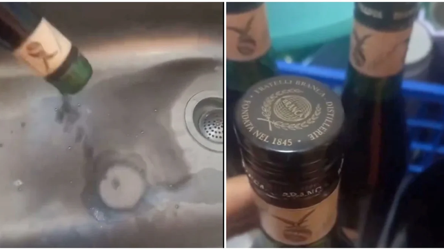 increible estafa: quiso hacer una mega compra de fernet pero recibio botellas con pintura negra