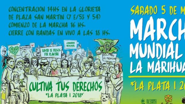 los platenses se suman a la marcha mundial de la marihuana en plaza san martin