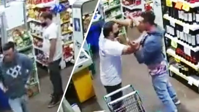 video: quiso escapar robando de un supermercado pero lo trajeron de vuelta del cuello