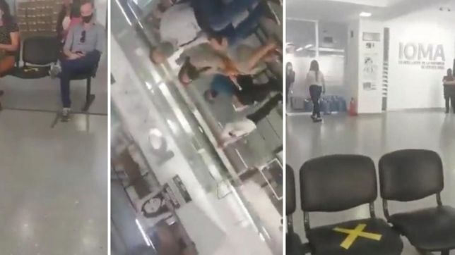 video: una afiliada de ioma se canso de esperar y exploto en medio de las oficinas