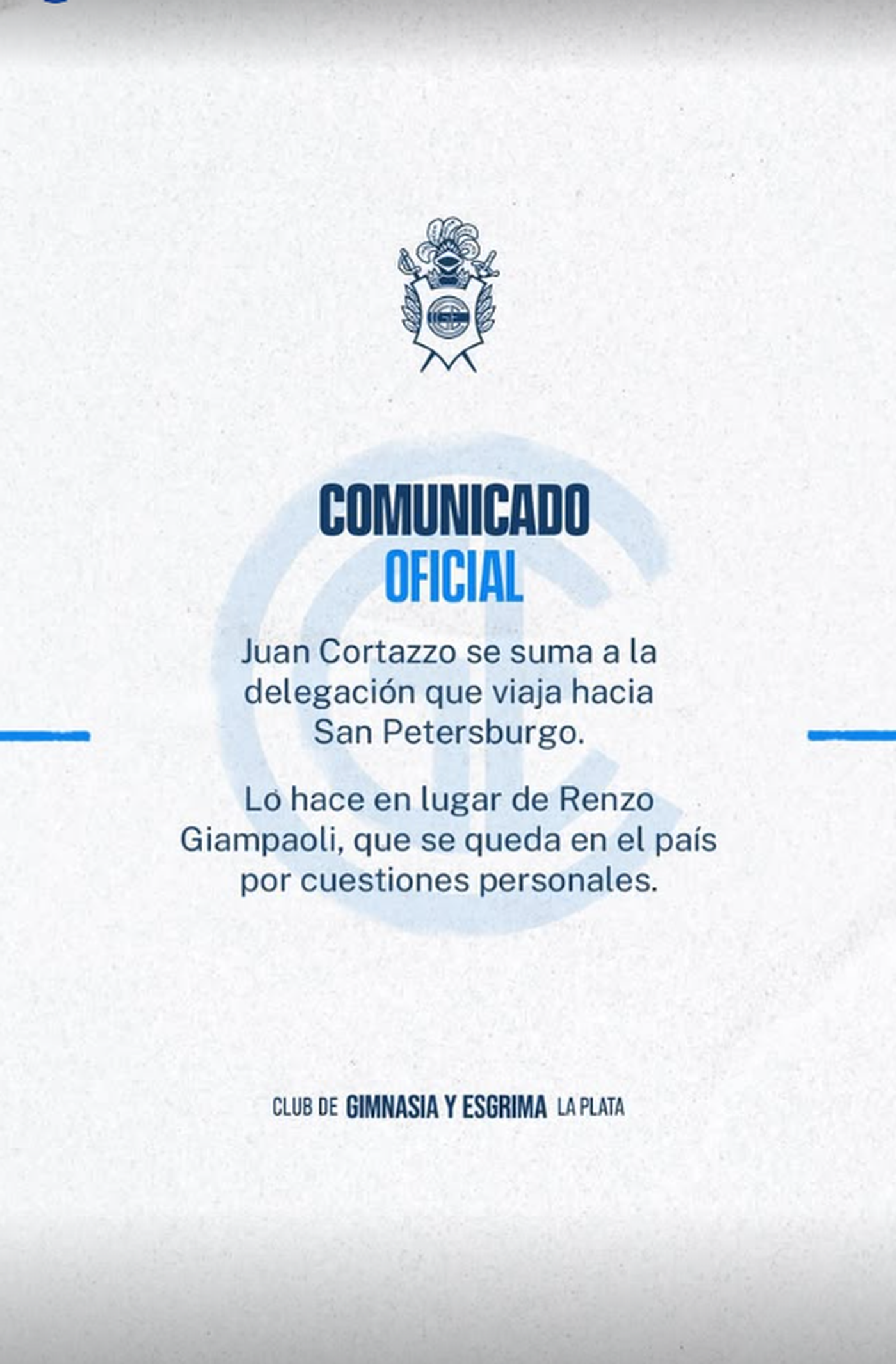 Gimnasia comunicó el cambio de último momento.