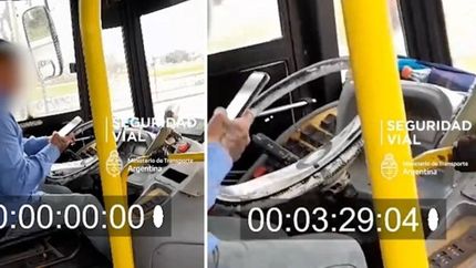 VIDEO: Suspendieron a un chofer por utilizar el celular mientras manejaba un TALP