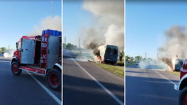 tension por un el incendio de una camioneta en plena ruta 2 a la altura de la plata tension por un el incendio de una camioneta en plena ruta 2 a la altura de la plata