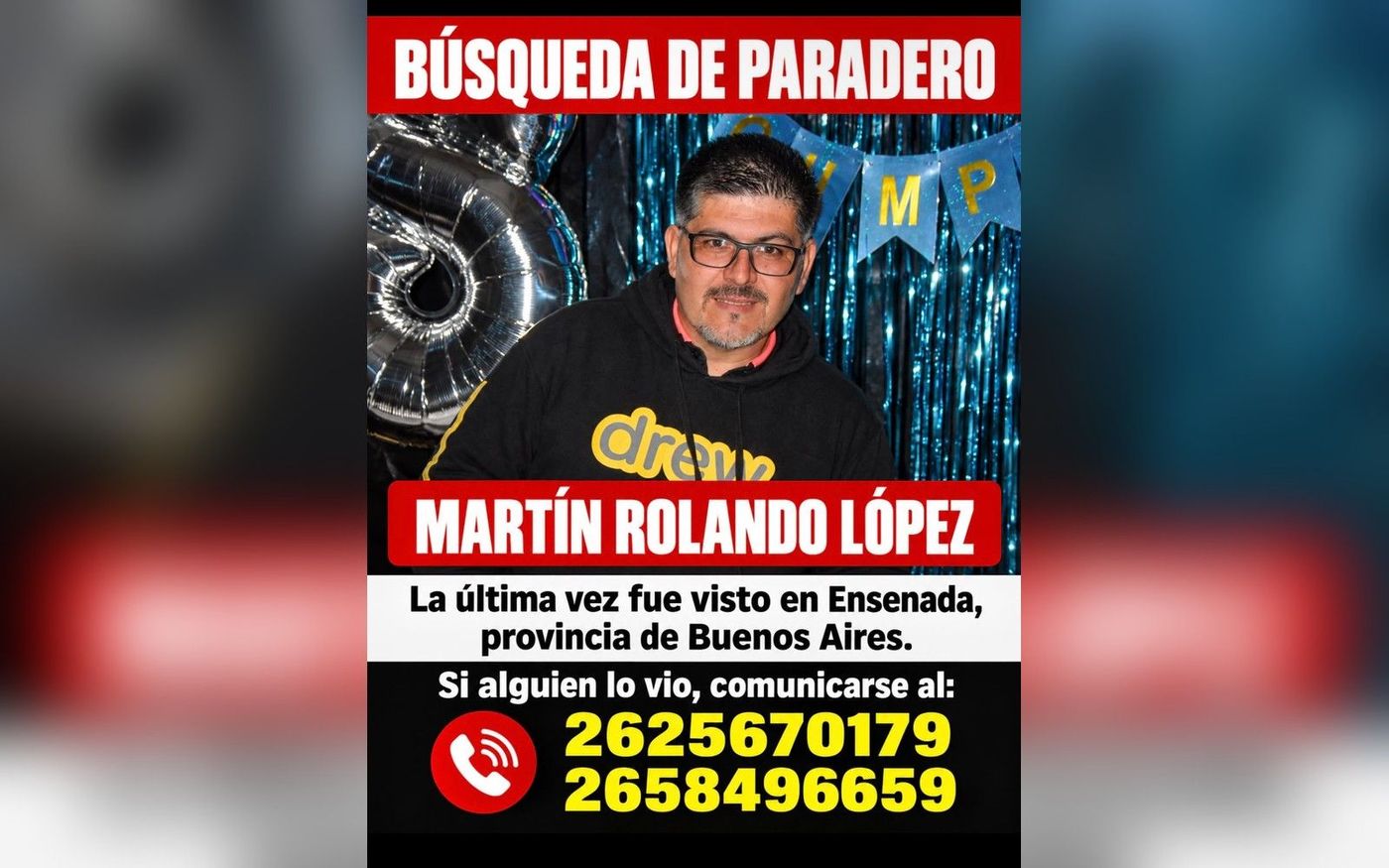 Martín Rolando López desapareció el viernes 23 de octubre de la puerta del Instituto Médico Platense.