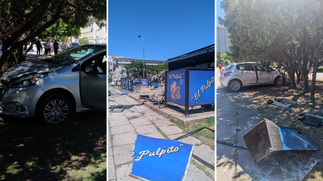 un conductor sufrio un infarto, subio a plaza moreno y termino chocando contra el pulpito