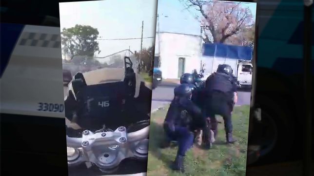 lucha cuerpo a cuerpo con la policia, insultos y gas pimienta en una violenta pelea vecinal
