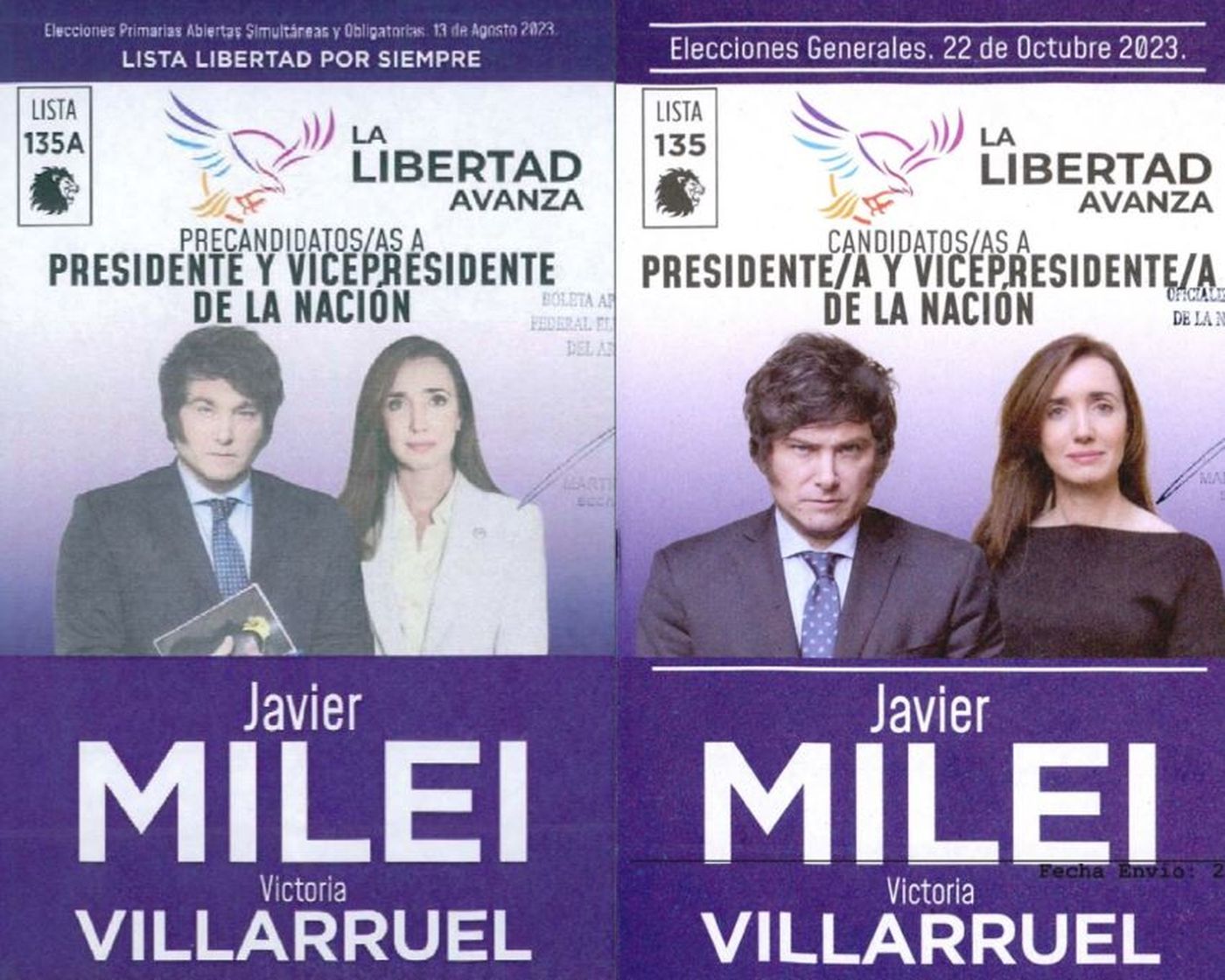 La boleta de Javier Milei y La Libertad Avanza fue modificada desde las PASO.