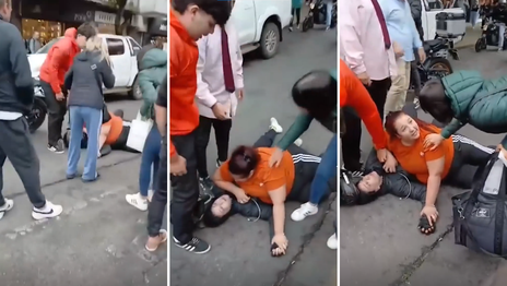 Un accidente en calle 12 terminó con una salvaje pelea en el piso entre dos mujeres Un accidente en calle 12 terminó con una salvaje pelea en el piso entre dos mujeres