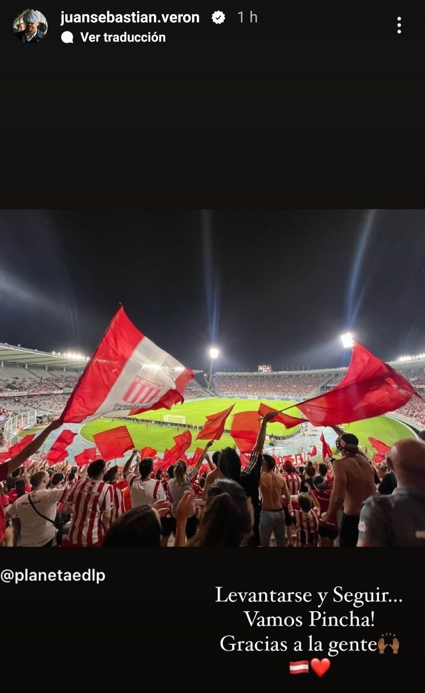 Juan Sebastián Verón le dedicó un mensaje a Estudiantes tras la derrota y agredeció a los hinchas. Juan Sebastián Verón le dedicó un mensaje a Estudiantes tras la derrota y agredeció a los hinchas.