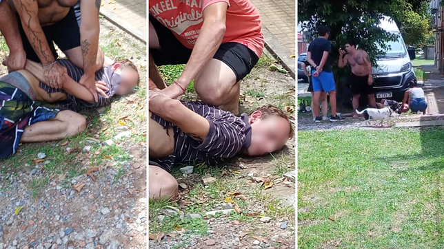 vecinos de la plata capturaron a un ladron y su pareja llego para defenderlo antes de entregarlo a la policia