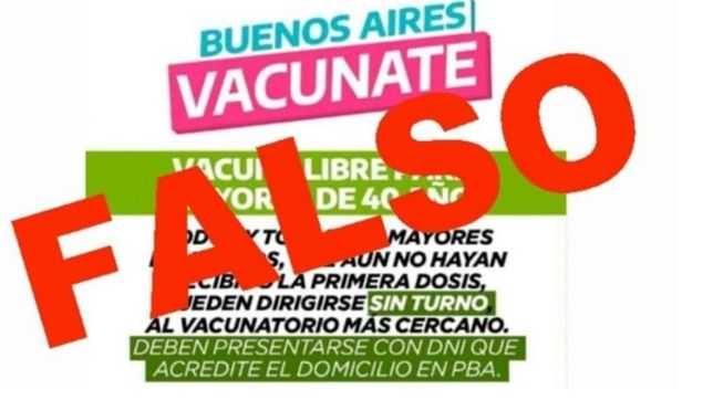 alerta por falsa informacion sobre la vacunacion para mayores de 40 en la provincia