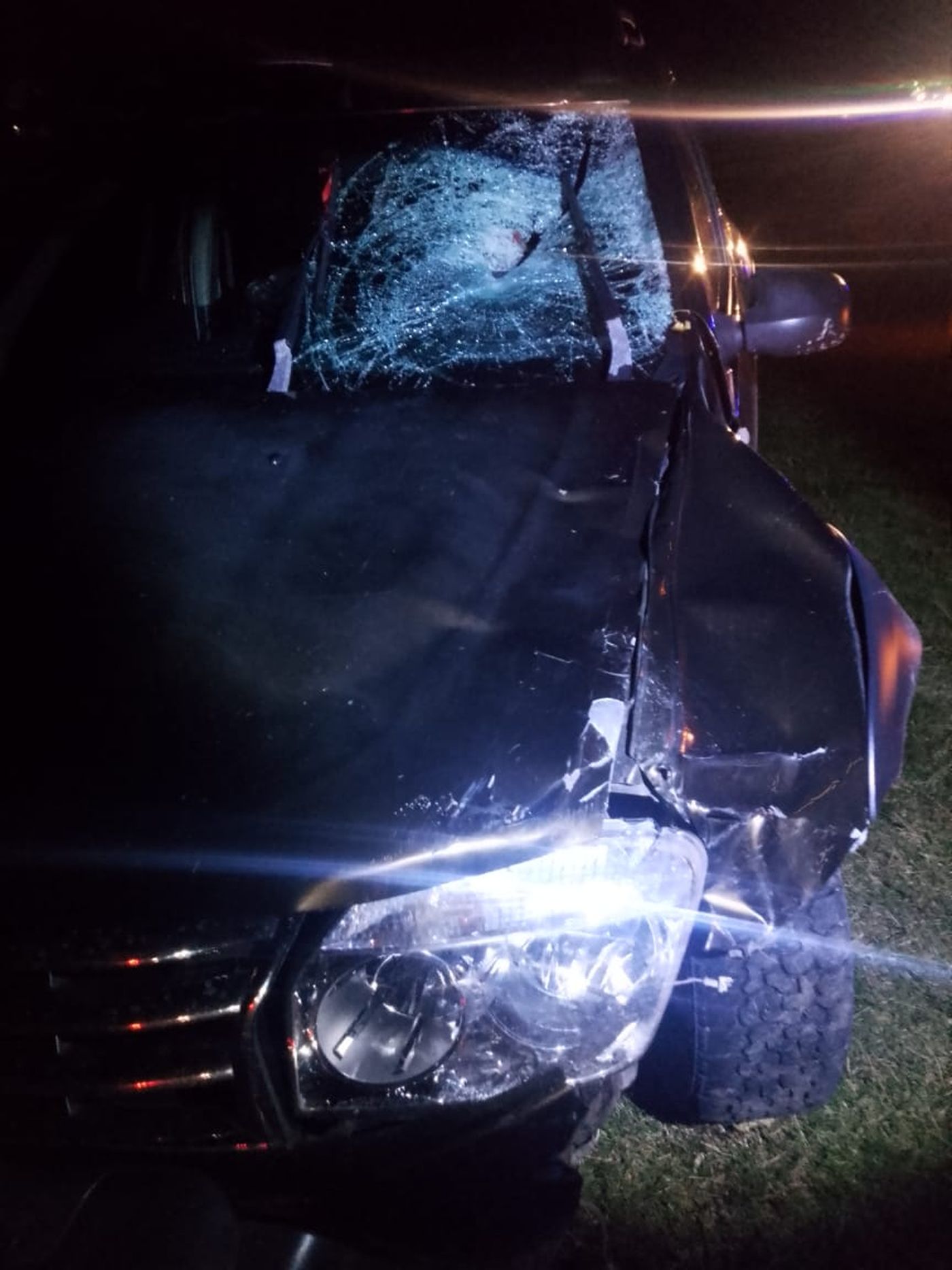 El parabrisas del auto muestra la violencia del impacto que caus&oacute; la muerte del joven de Punta Lara