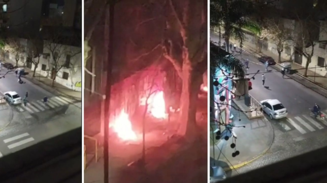 corridas, fuego y alarma por fuertes cruces entre hinchas de estudiantes y gimnasia