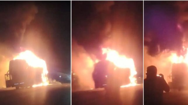 video: se incendio un micro lleno de platenses que iban a cordoba y se salvaron de milagro