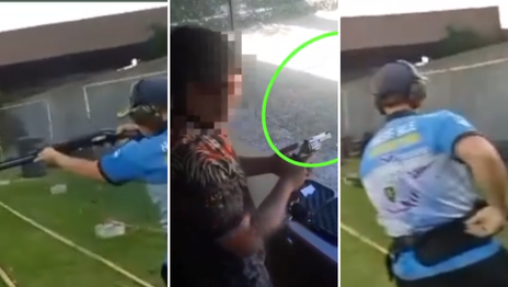 Se conocieron los videos en el polígono de tiro de La Plata donde hallaron 25 armas Se conocieron los videos en el polígono de tiro de La Plata donde hallaron 25 armas