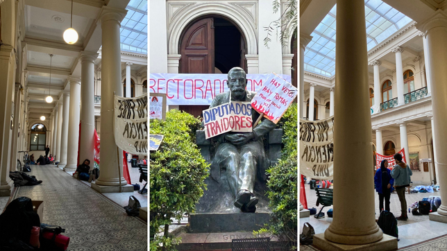 toma, paro y masiva protesta: la unlp esta paralizada por el rechazo al veto presidencial