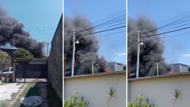 impresionante incendio en una fabrica de autopartes de la plata