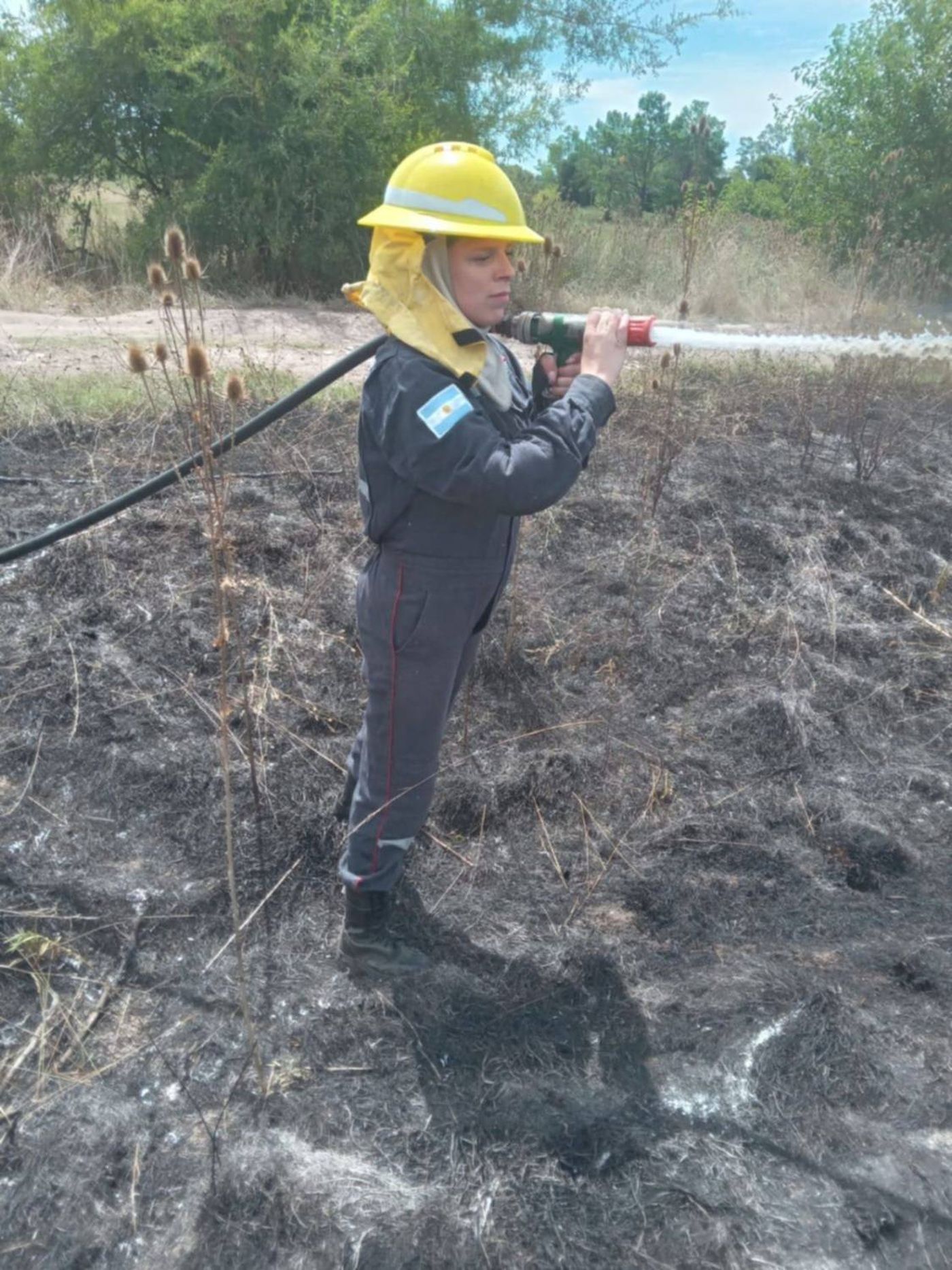 El trabajo de los bomberos de Arturo Seguí en el incendio de este lunes al mediodía