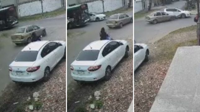sobrepaso un micro en una esquina de altos de san lorenzo, choco y el conductor del otro auto termino herido