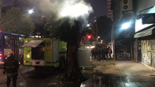 susto por el incendio de un arbol en pleno centro de la plata