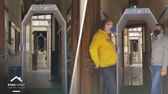 dos no docentes de la unlp disenaron y construyeron una cabina sanitizante de bajo costo
