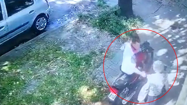 video: a plena luz del dia y a los tirones, un motochorro asalto a una abuela en la plata