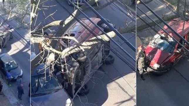 un fuerte choque y vuelco termino con un herido en la plata