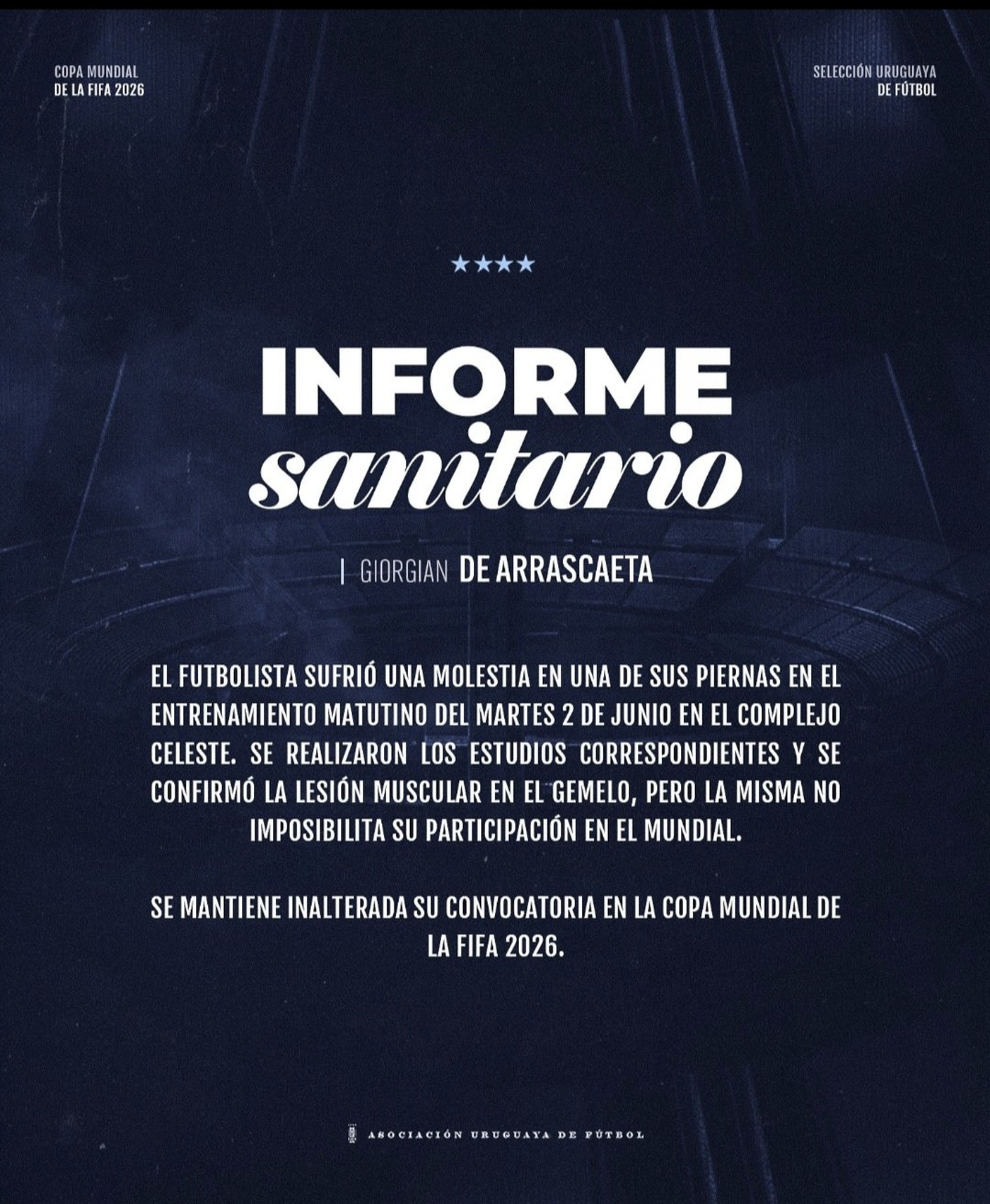 El comunicado de la Selección uruguaya sobre De Arrascaeta.