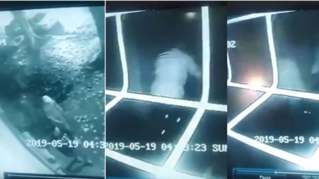 video: con linternas y en manada, una decena de chicos robo un edificio a metros de la estacion