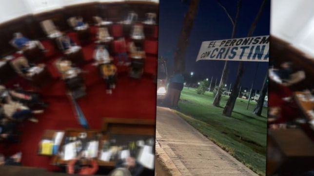 duro cruce por carteles de apoyo a cristina que fueron descolgados