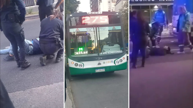 un choque termino con un chofer de micros atropellado y un automovilista profugo