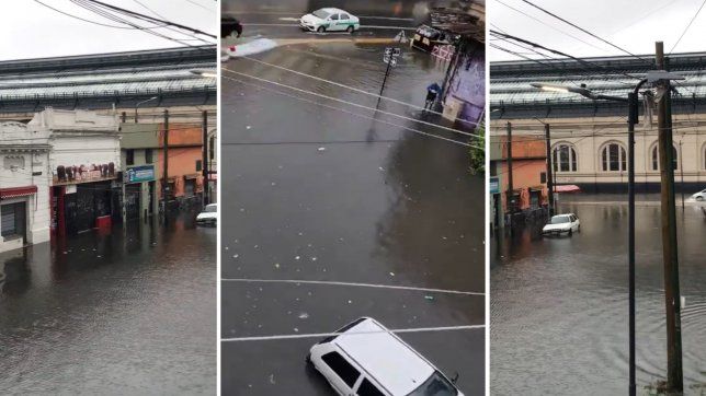 los alrededores de la estacion de trenes, estuvieron bajo el agua por la tormenta