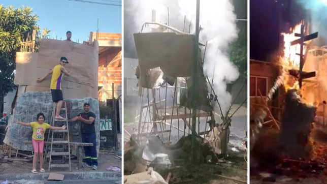 video: quemaron un muneco de fin de ano que construian desde hace un mes en la plata