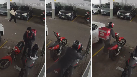 Un repartidor de Pedidos Ya se robó los espejos de una moto en una cochera de La Plata y quedó filmado Un repartidor de Pedidos Ya se robó los espejos de una moto en una cochera de La Plata y quedó filmado