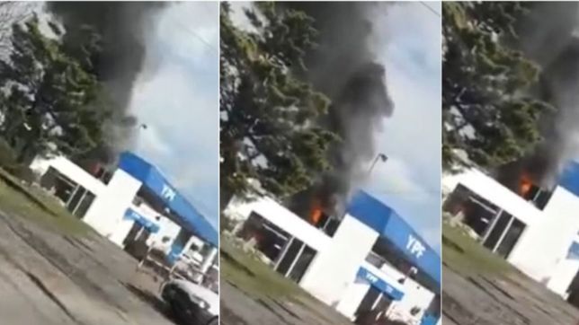 video: fuego y susto en la puerta de la refineria de ypf por un aire acondicionado