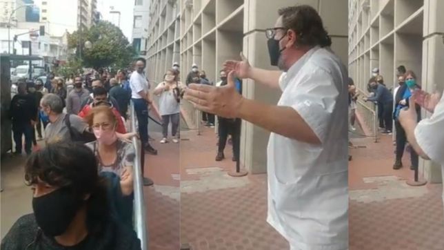 trabajador de la salud estallo de bronca en la fila del banco y alerto sobre los contagios