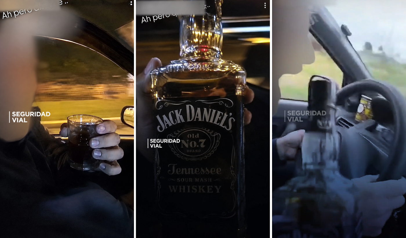 maneja tomando whisky en ruta 2