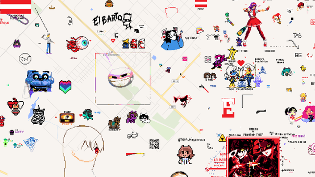 la plata brilla en el mapa mundial interactivo donde miles de usuarios pintan con pixeles