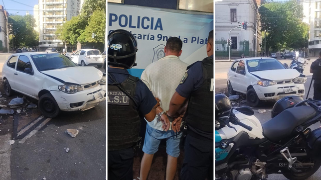 una impresionante persecucion en el centro termino con un choque, un herido y un detenido con antecedentes
