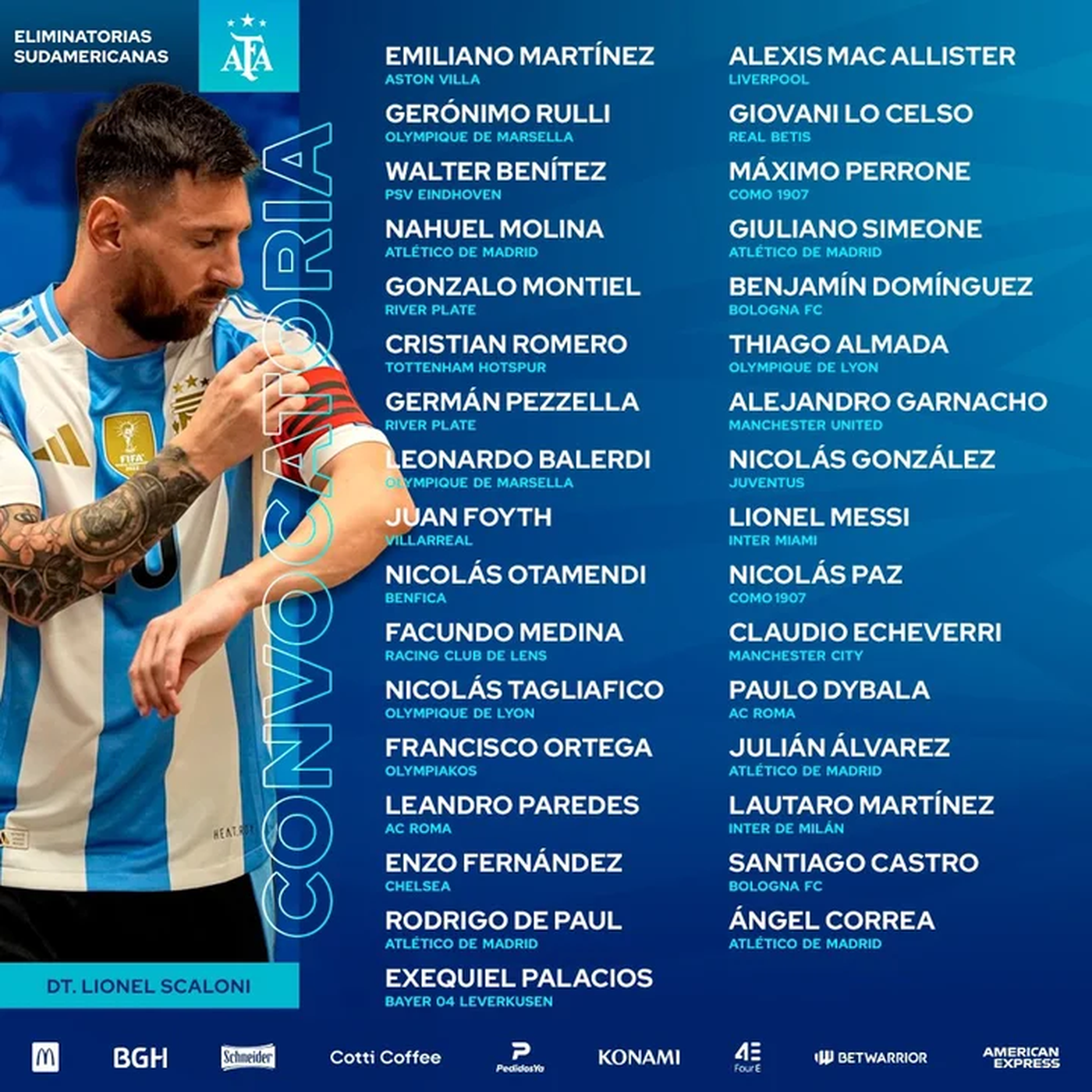 Benjamín Domínguez aparece en la prelista de Lionel Scaloni para la doble fecha de Eliminatorias