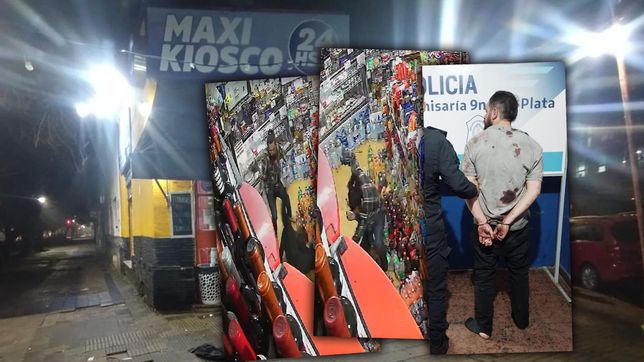 quiso robar un kiosco de la plata y fue molido a golpes por el empleado del local