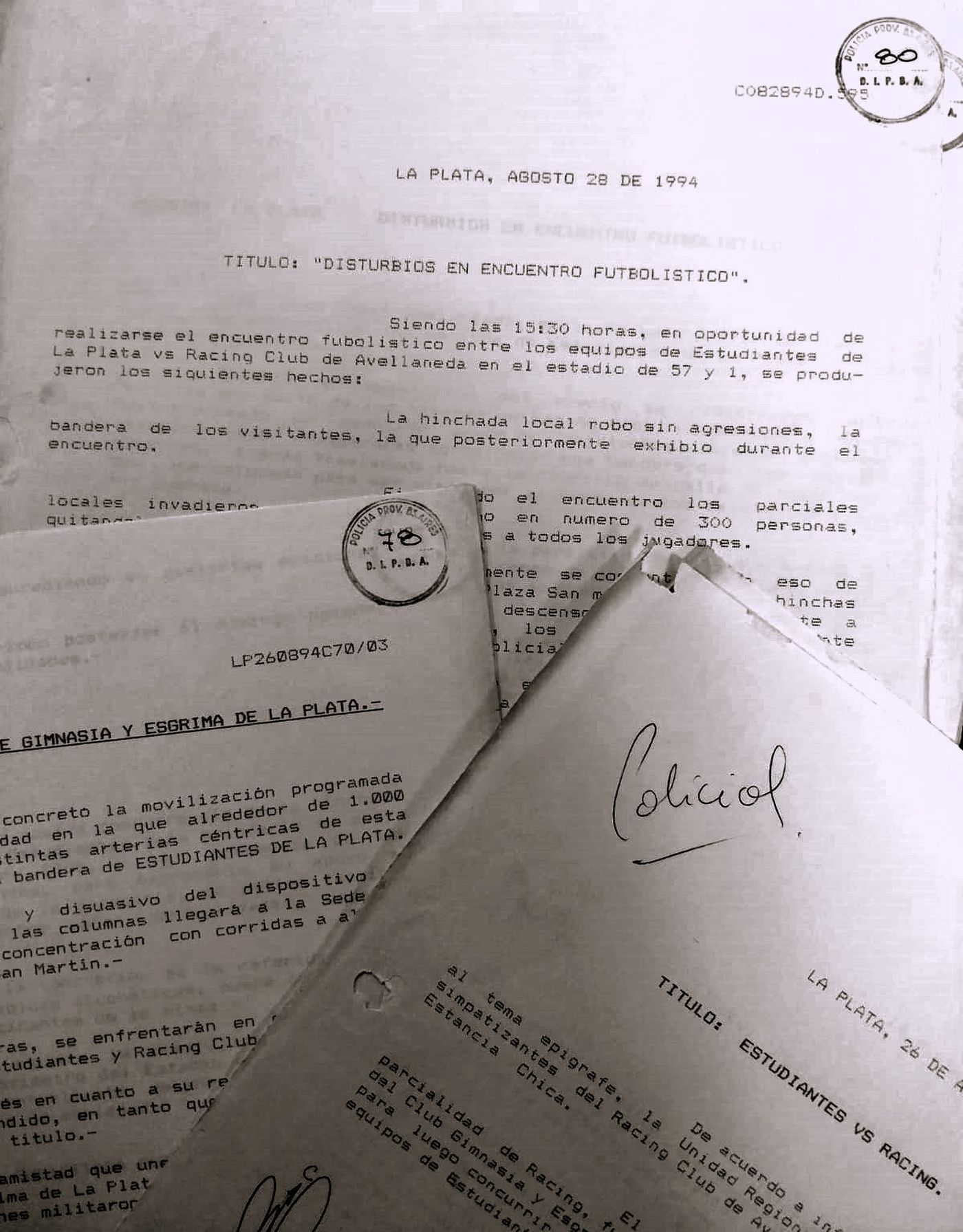 Los servicios de inteligencia policiales producían informes antes y después de los partidos de fútbol